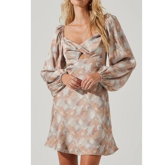 ASTR The Label Elsie Floral Mini Sundress Satin Size Medium - Picture 1 of 9